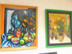 E BIRKIN oil on board - still life, 51 x 40 cms and BALLINGER oil on board - still life, 59 x 50