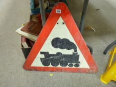 Roadside warning triangle for a steam train