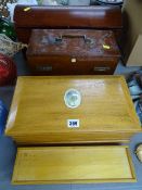Four vintage wooden lidded boxes