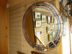 Excellent Art Deco style circular bevelled glass wall mirror A/F