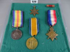 First World War medal group of three awarded to 14851 Pte H Coulton, C GDS along with an unmarked