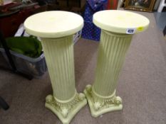 Two composition Corinthian column planter stands