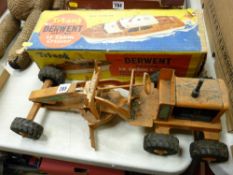 Boxed Triang 414.S Derwent electric 14 ins cabin cruiser and a Lumar power grader