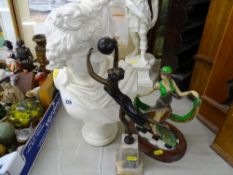 Classically styled composition bust and a Leonardo Collection Art Deco figurine titled 'The