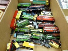 Large parcel of diecast model vehicles - many buses, a Dinky Leyland Octopus, Dinky Supertoys