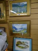J MAC-WHIRTER RA pair of gilt framed prints - titled 'June in the Tyrol' and 'Midst Mountain and