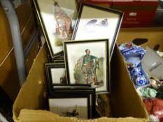 Set of framed prints depicting various Scottish clans etc