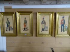 Four gilt framed prints of period military men in uniform