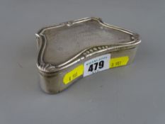 Silver lidded box with presentation inscription 'Castell March Rifle Shooting 1911, Won by M E