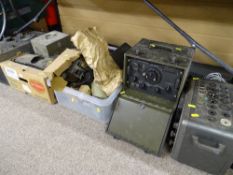 Collection of vintage military equipment including a signal core radio receiver no. BC-348-R300, a