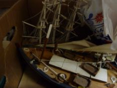 Box of model yachts etc