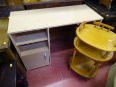 Modern light wood desk/dressing table and a three tier whatnot