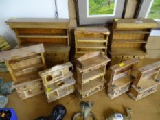 Eight various miniature wooden dressers