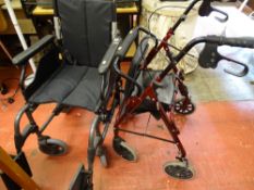 Sunrise wheelchair and a red framed mobility walker