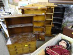Four vintage wooden miniature dressers