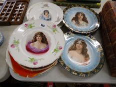 Selection of mainly Victorian young maiden decorated wall plates