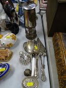 Miner's lamp makers 'Eccles' and a parcel of electroplate