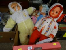 Box of vintage toy dolls