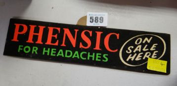 A Phensic for headaches advertising card