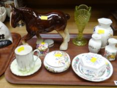 Tray of mixed china including Aynsley, Wedgwood etc