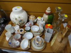 Japanese tourist miniature teaset, ginger jar, glass candlesticks etc