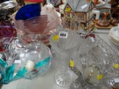 A parcel of various glassware including vases, desert set, novelty teapot etc