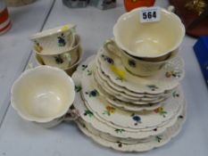 A parcel of Coalport basket weave & floral decorated King's ware teaware