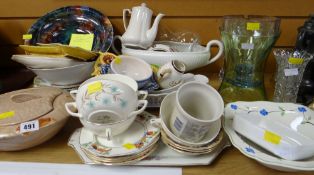 A parcel of mixed china & glass including a Lawley's Norfolk pottery bowl, Shorter Brothers fish
