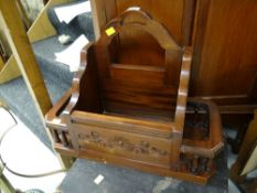 A hardwood magazine rack