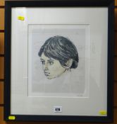 SIR KYFFIN WILLIAMS RA framed print - head of a young female