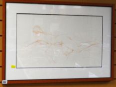 Gilt framed Victorian oil on board of a river scene together with a modern framed pencil drawing