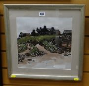 SIR KYFFIN WILLIAMS RA framed print - farm buildings on hi