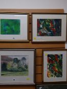 Three framed abstract acrylics signed J WILKINSON