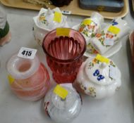 Parcel of small Aynsley vases, lidded pots, Maltese studio glass etc