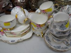A vintage Paragon Deco-style teaset together with a small parcel of Royal Albert Silver Maple