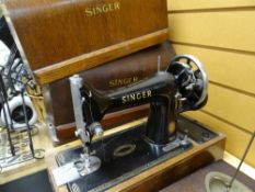 A cased Singer sewing machine