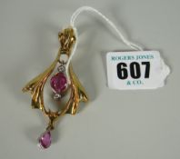 A 9ct gold synthetic sapphire & diamond pendant, estimated diamond weight 0.20cts, hallmarked weight