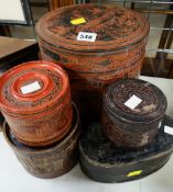 A collection of antique decorated Burmese boxes