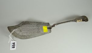 Hallmarked silver pierced work decorated fish slice
