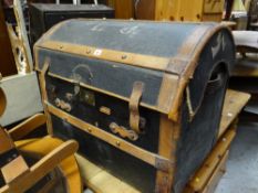 A good dome-top wicker & canvas trunk