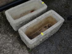 Two small composite stone garden planters (outside)