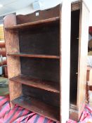 Two vintage oak small narrow bookcases