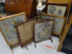 Six vintage tapestry fire screens
