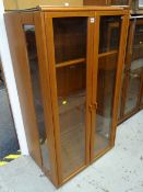 1970s teak glass shelved standing display cabinet
