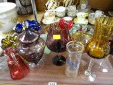Collection of various coloured glassware