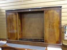 Reproduction mahogany & carved decorated narrow cupboard bookcase