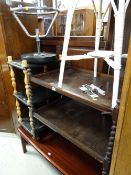 Parcel of furniture to include modern darkwood coffee table, barley-twist leg tea trolley, Loom-