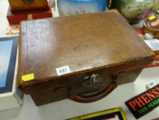 A vintage leather overnight case