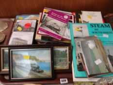 Collection of ephemera relating to steam railways, books, postcards etc