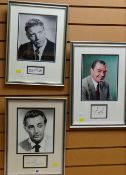 Three framed photographs & autographs - BURT LANCASTER, ROBERT MITCHUM, ERNEST BORGNINE
